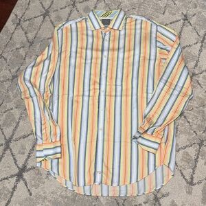Thomas Dean Vibrant Striped Shirt
